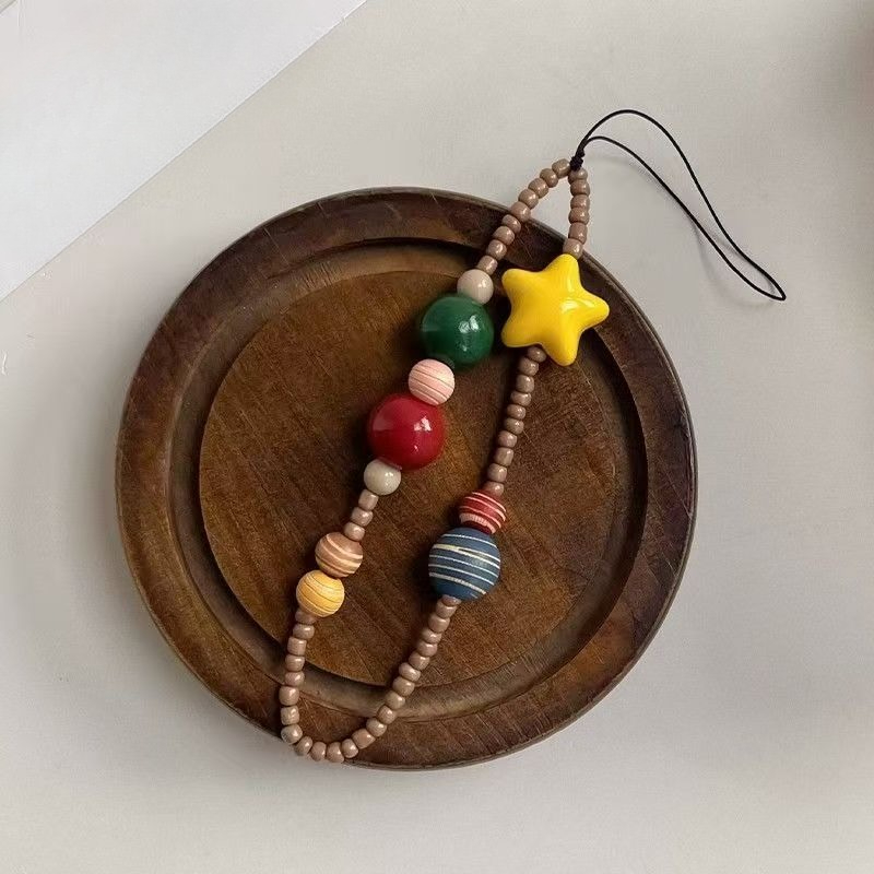 Phone Accessories And Gadget - Cartoon Cute Star Colourful Beaded Phone