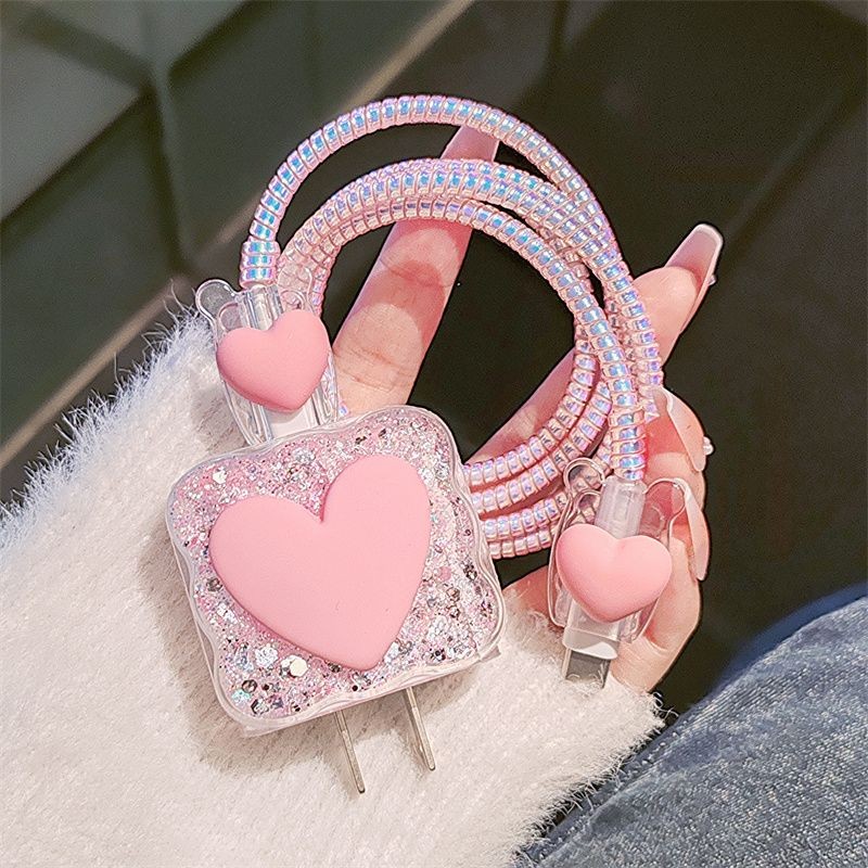 Phone Accessories Unique - High Quality Pink Heart Charger Case