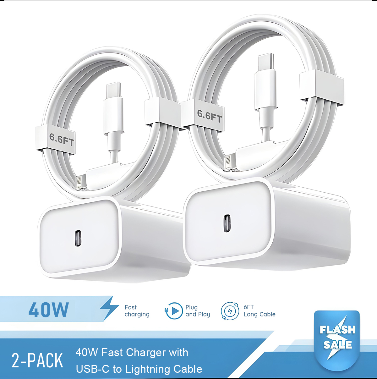Phone Accessories Unique - 2-4 Set 40W Fast Charger for